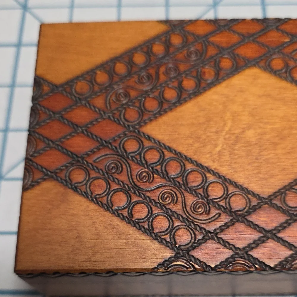 Polish Folk Art Box: Handmade Hinged Wooden Box #1,‎ Etched Designs, Vintage